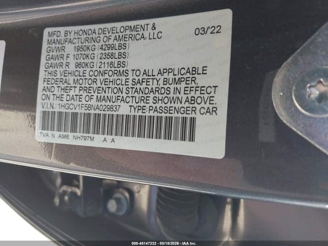 2022 HONDA ACCORD EX-L 9
