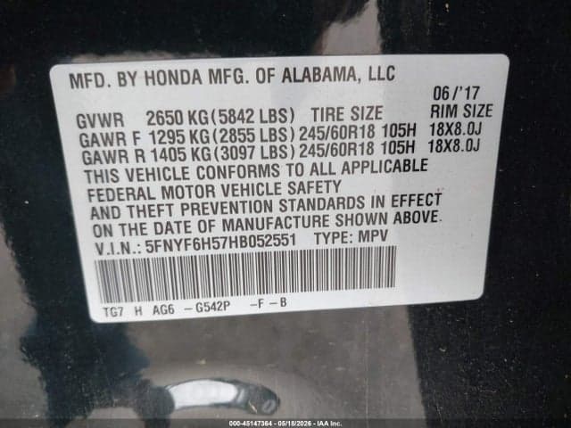 2017 HONDA PILOT EX-L 10