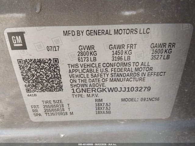 2018 CHEVROLET TRAVERSE 1LT 9