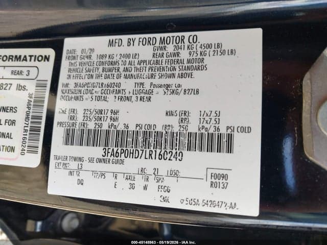 2020 FORD FUSION SE 9