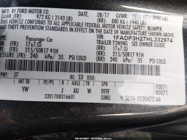 2017 FORD FOCUS SEL 9