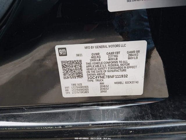 2022 CHEVROLET SILVERADO 2500HD 4WD STANDARD BED LT 9