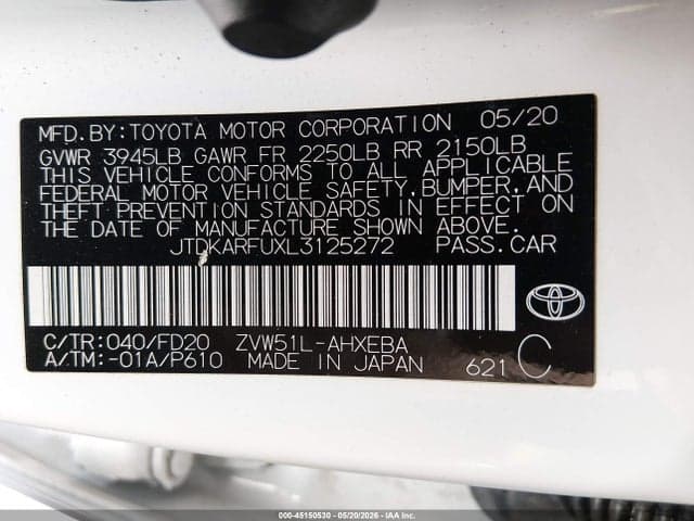 2020 TOYOTA PRIUS LE 9