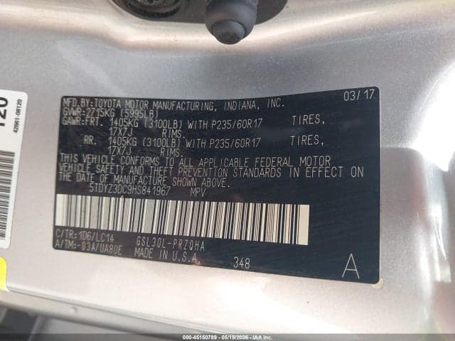 2017 TOYOTA SIENNA XLE 8 PASSENGER 9
