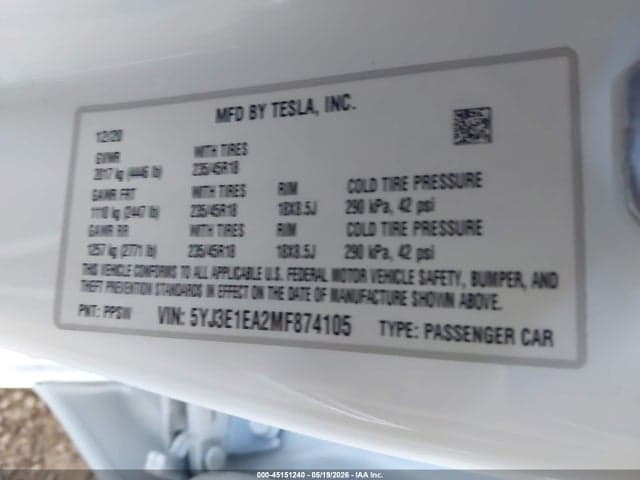 2021 TESLA MODEL 3 STANDARD RANGE PLUS REAR-WHEEL DRIVE 9