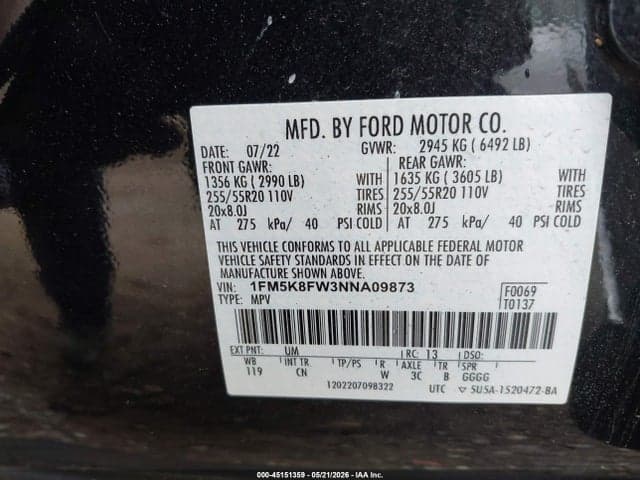 2022 FORD EXPLORER LIMITED 9