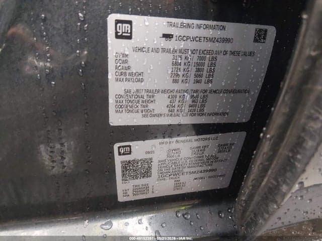 2021 CHEVROLET SILVERADO 1500 2WD SHORT BED LT 9