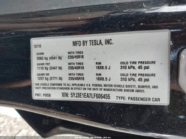2020 TESLA MODEL 3 STANDARD RANGE PLUS REAR-WHEEL DRIVE/STANDARD RANGE REAR-WHEEL DRIVE 9
