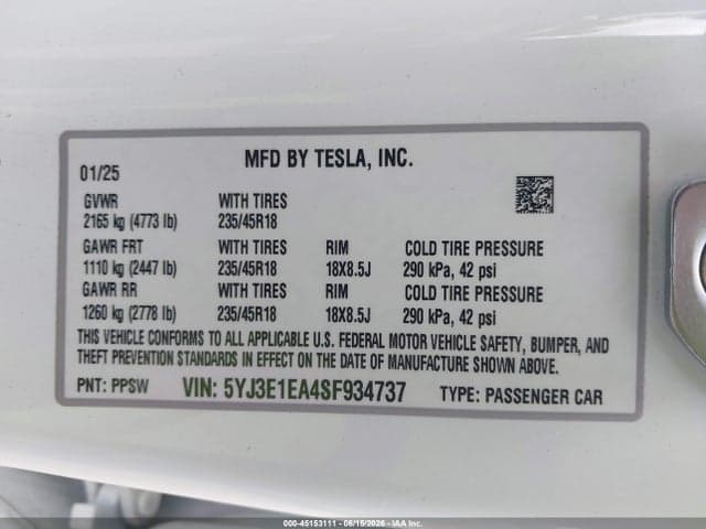 2025 TESLA MODEL 3 LONG RANGE REAR-WHEEL DRIVE/STANDARD REAR-WHEEL DRIVE 9