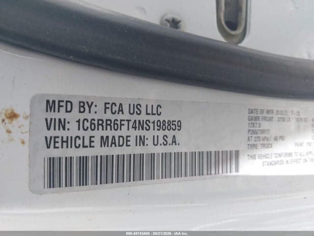 2022 RAM 1500 CLASSIC TRADESMAN 4X2 6'4 BOX 9