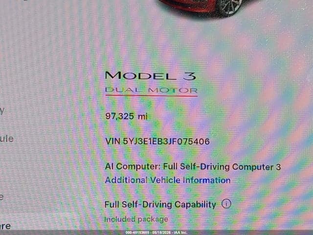2018 TESLA MODEL 3 LONG RANGE/PERFORMANCE 15