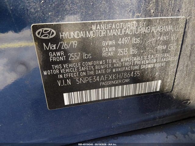 2019 HYUNDAI SONATA SEL 9