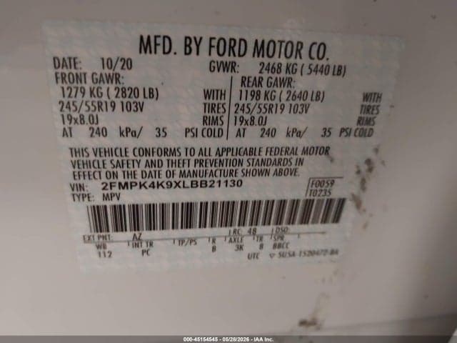 2020 FORD EDGE TITANIUM 9