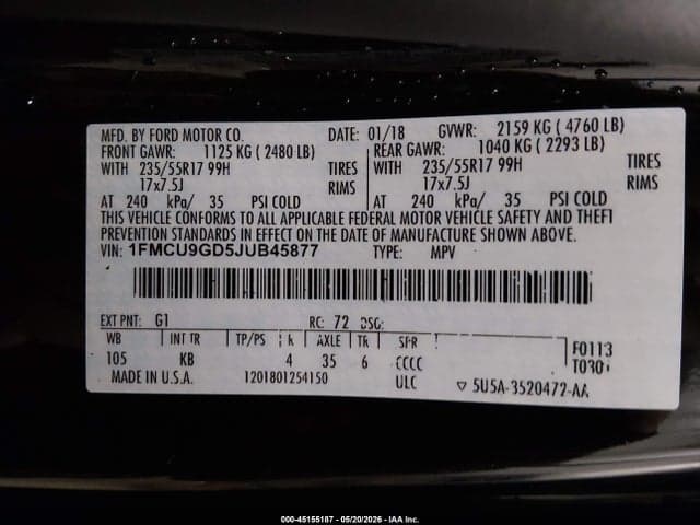 2018 FORD ESCAPE SE 9