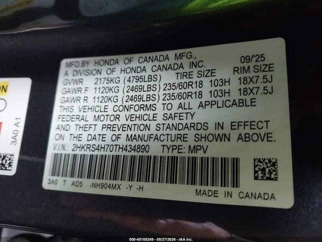 2026 HONDA CR-V EX-L AWD 9