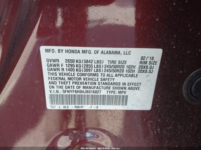 2018 HONDA PILOT ELITE 10