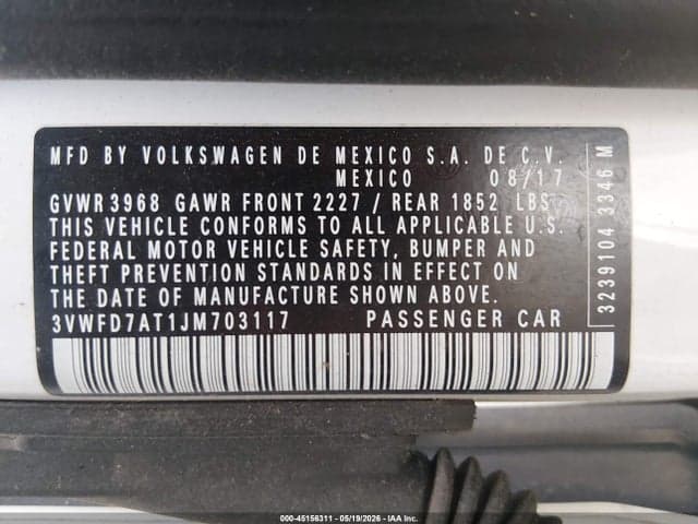 2018 VOLKSWAGEN BEETLE 2.0T COAST/2.0T S 9
