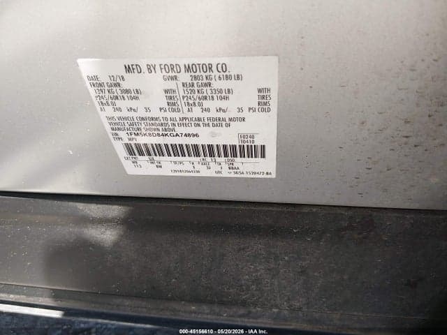 2019 FORD EXPLORER XLT 9