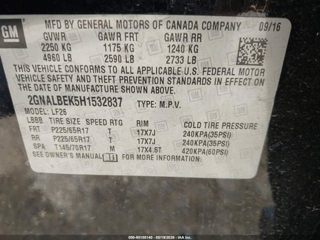 2017 CHEVROLET EQUINOX LS 9