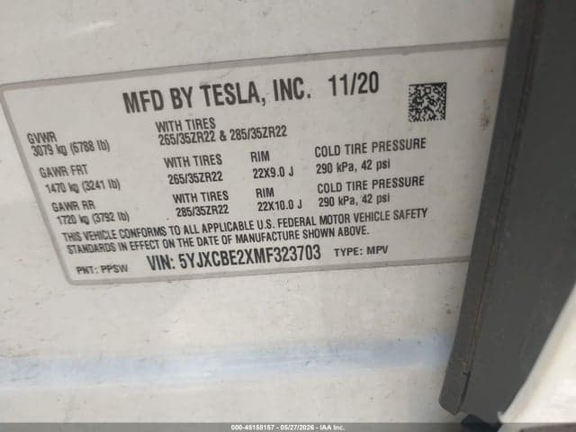 2021 TESLA MODEL X LONG RANGE DUAL MOTOR ALL-WHEEL DRIVE/LONG RANGE PLUS DUAL MOTOR ALL-WHEEL DRIVE 9