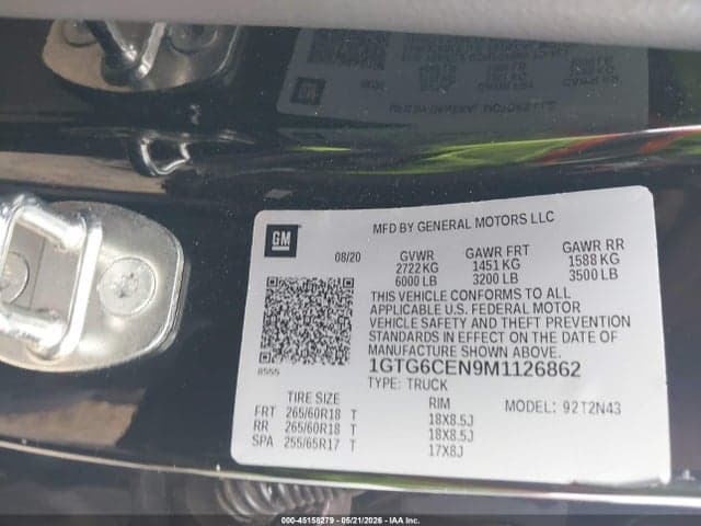 2021 GMC CANYON 4WD SHORT BOX ELEVATION 9