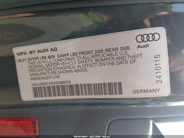 2021 AUDI A4 PREMIUM 40 TFSI QUATTRO S TRONIC 9