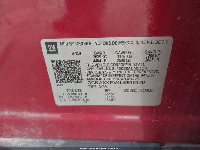 2020 CHEVROLET EQUINOX FWD LT 1.5L TURBO 9