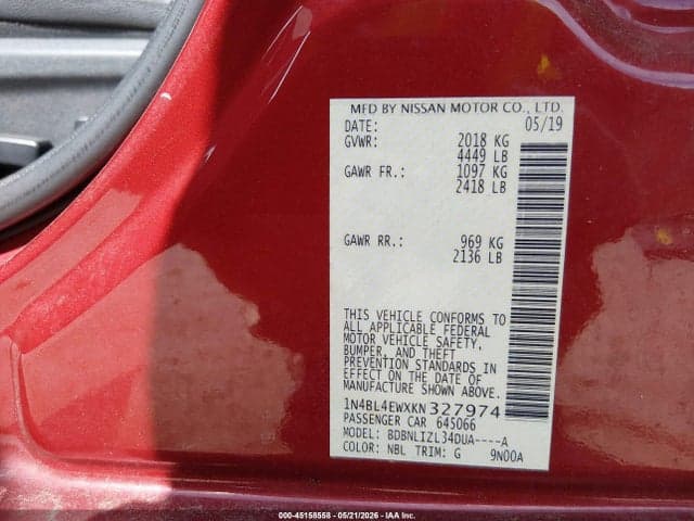 2019 NISSAN ALTIMA 2.5 SL 9