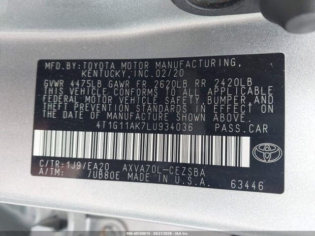 2020 TOYOTA CAMRY SE 9
