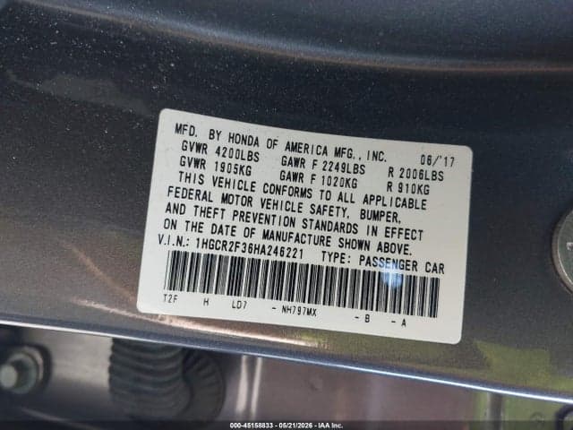 2017 HONDA ACCORD LX 9