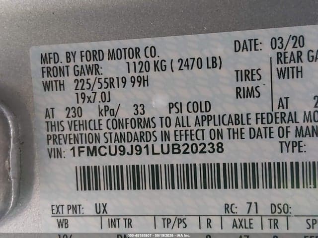 2020 FORD ESCAPE TITANIUM 9