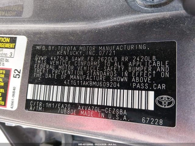 2021 TOYOTA CAMRY SE 9