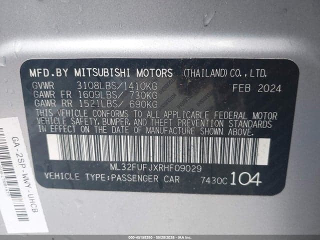 2024 MITSUBISHI MIRAGE G4 ES 9