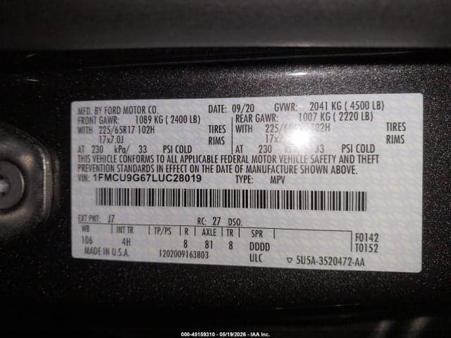 2020 FORD ESCAPE SE 9