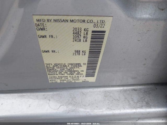 2022 NISSAN ALTIMA SV INTELLIGENT AWD 9