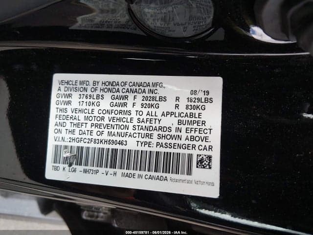 2019 HONDA CIVIC SPORT 9
