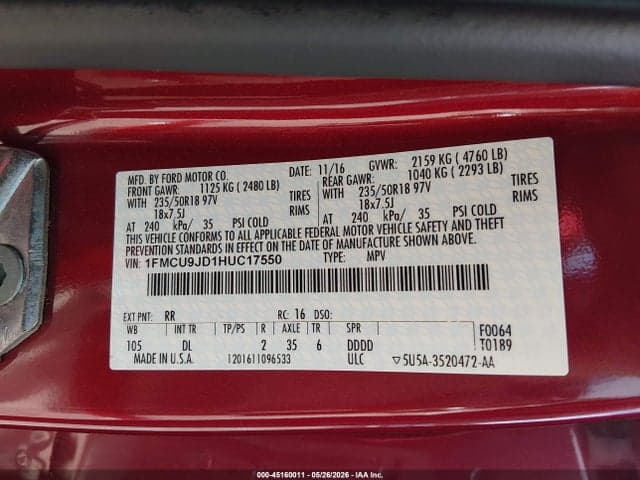 2017 FORD ESCAPE TITANIUM 9