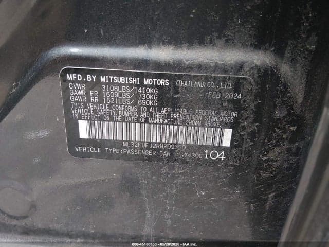 2024 MITSUBISHI MIRAGE G4 BLACK EDITION/ES/LE 9