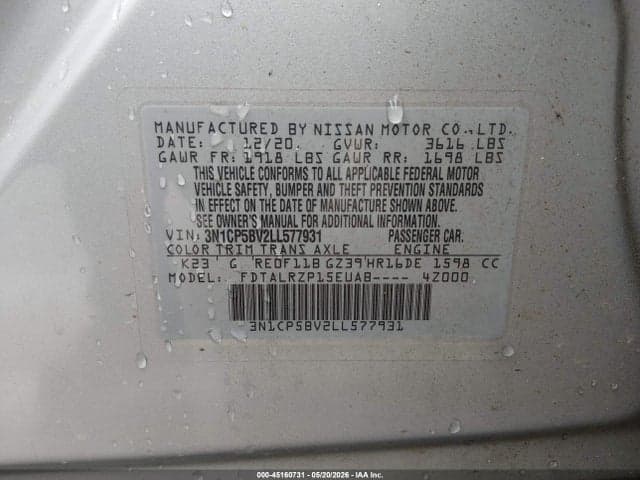 2020 NISSAN KICKS S XTRONIC CVT 9
