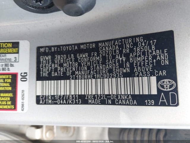 2017 TOYOTA COROLLA LE 9