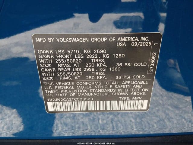 2026 VOLKSWAGEN ATLAS SE WITH TECHNOLOGY 9