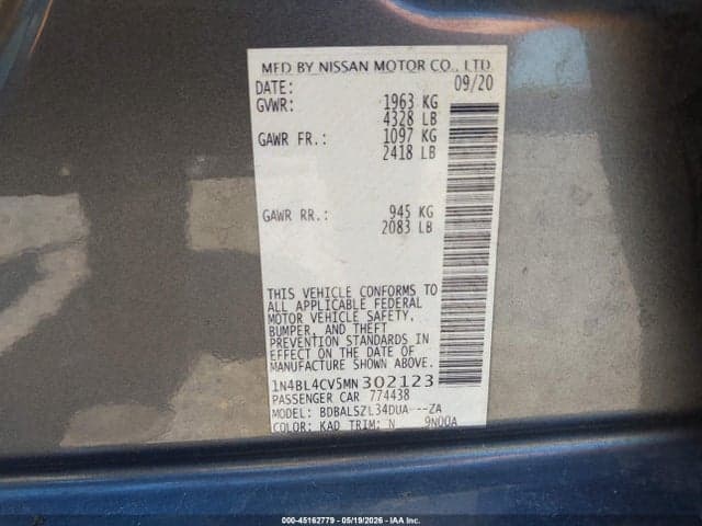 2021 NISSAN ALTIMA SR FWD 9