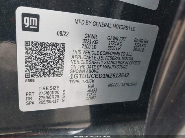 2022 GMC SIERRA 1500 4WD SHORT BOX ELEVATION 9
