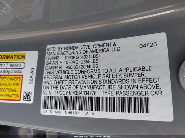 2025 HONDA ACCORD SE 9