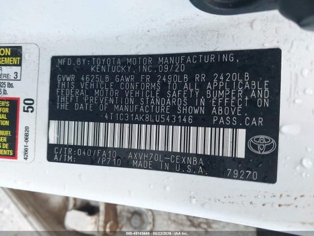 2020 TOYOTA CAMRY LE HYBRID 9