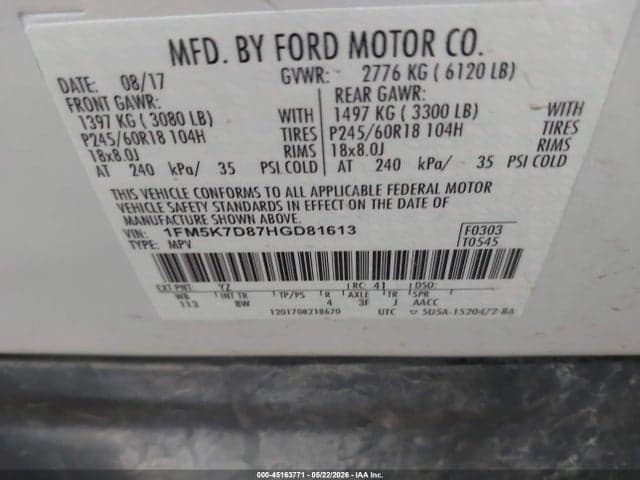 2017 FORD EXPLORER XLT 9