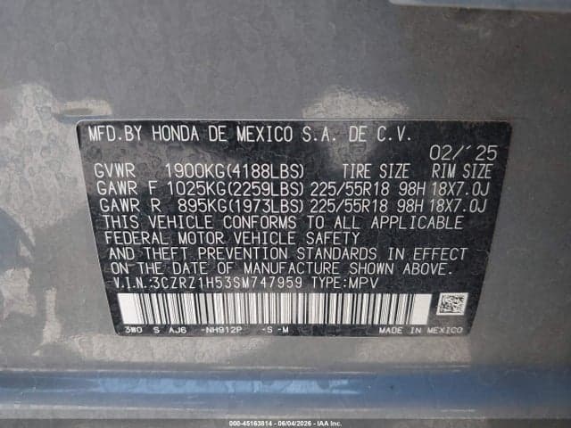 2025 HONDA HR-V 2WD SPORT 10