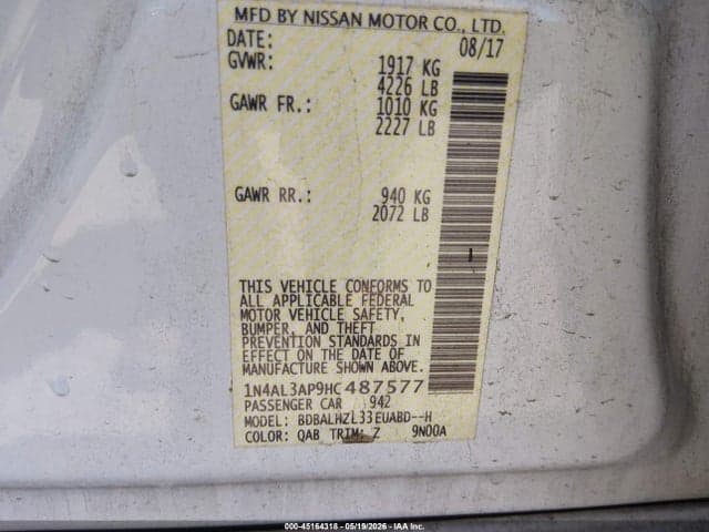 2017 NISSAN ALTIMA 2.5 SR 9
