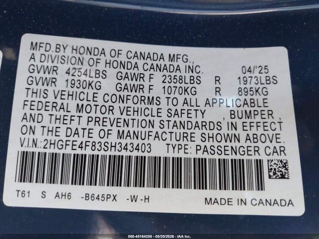 2025 HONDA CIVIC HYBRID SPORT/SPORT TOURING 9