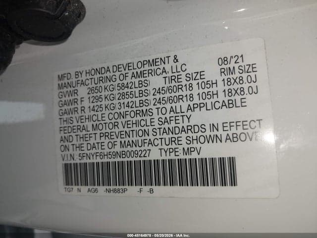 2022 HONDA PILOT AWD EX-L 9